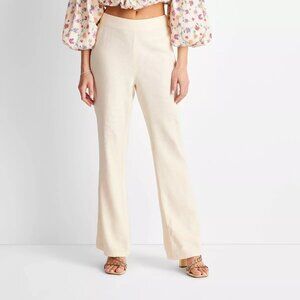 Women's High-Rise Linen Flare Pants Future Collective Jenny K. Lopez Cream XS